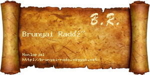 Brunyai Radó névjegykártya